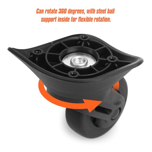 Domiella 2pcs Luggage Replacement Wheels, Suitcase Swivel Repair Caster Wheels, 360 Degree Rubber Suitcase Trolley Wheel Kit for Travel, A734