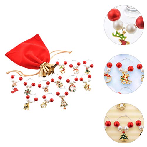 Cabilock 12 peças de marcadores de taça de vinho temáticos de Natal para taças de vinho, marcadores