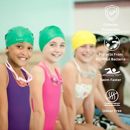 JIMJOOS Kids Swimming Cap 3-14 Years, Silicone Swim Cap for Boys & Girls, Anti-Slip, Stretchable, Waterproof Swimming Hat - Image 4