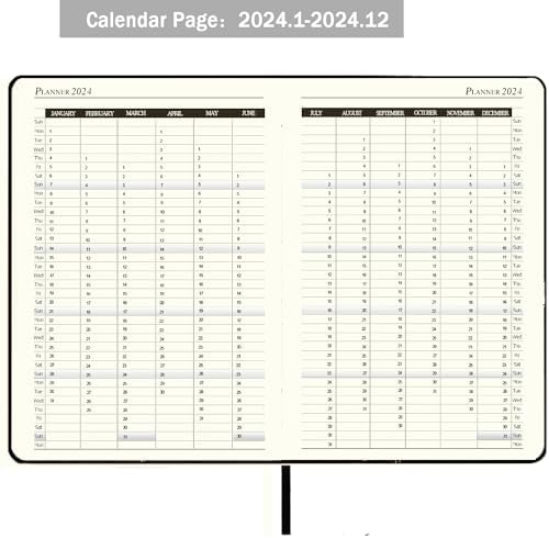 Diary 2024 Day Per Page - 2024 Diary A5 from Jan 2024 to Dec 2024, Dairy Planner with Bookmark, Pen Loop,354 Pages (Black(2024.1-2024.12))
