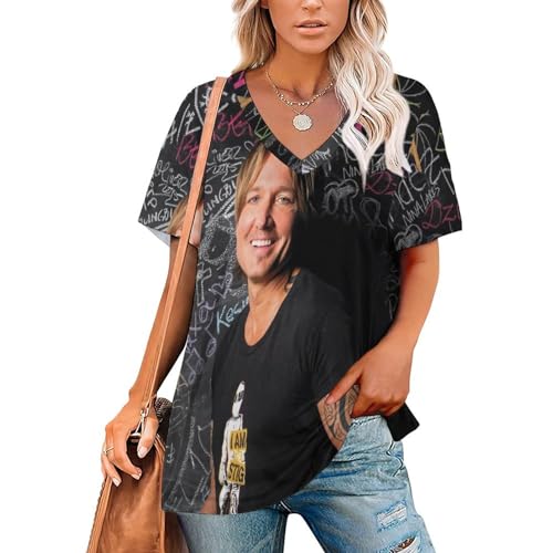 Keith Music Urban T-Shirt Short Sleeve V Neck Shirts Casual