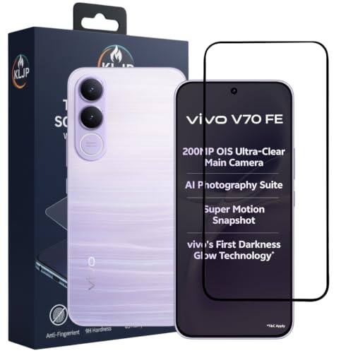 Image of Gorilla Tempered Glass For Vivo V70 FE 5G (Pack of 1) With Installation Kit | Edge to Edge Coverage | Black