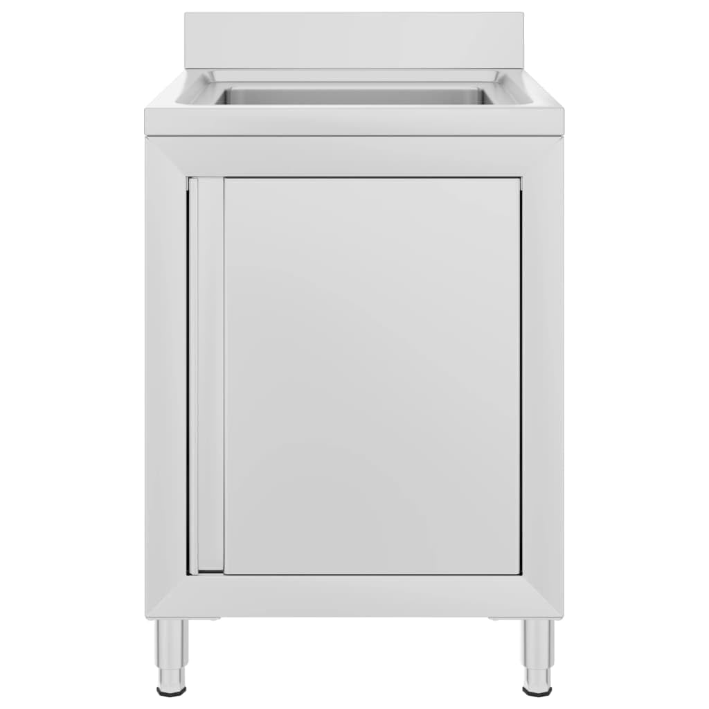 vidaXL Mobiletto da Cucina con Lavandino in Acciaio Inox 60x60x96 cm