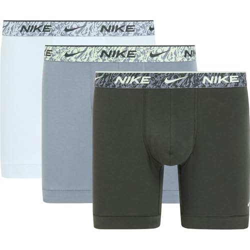 Nike Boxer Brief 3pk Ropa Interior, Glcier Blue/Cl Grey/Seq Marble WB, S para Hombre