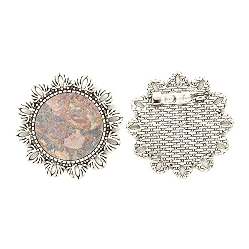 Broche de hierro oxidado y flor de plata, accesorio de textura áspera para chaquetas de lana