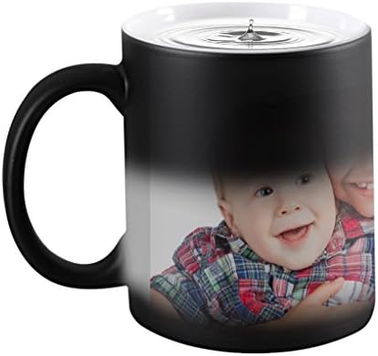 Magic Custom Photo Color Changing Coffee Mug Cup, Personalized DIY Print Ceramic Hot Heat Sensitive Cup -Add Your Photo&Text