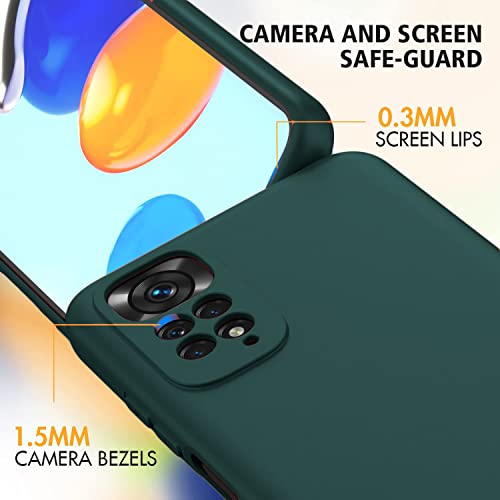 Image of LOXXO Microfiber Candy Case Compatible for Xiaomi Redmi Note 11 Pro Plus 5G Shockproof Slim Back Cover Liquid Silicone Bumper Camera Protective Phone Cover (Forest Green)