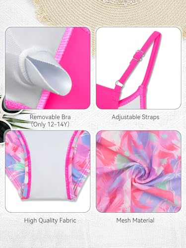 Image of SHEKINI Girls 3 Piece Printed Swimsuit High Waist Bikini Set with Cover Up Pants