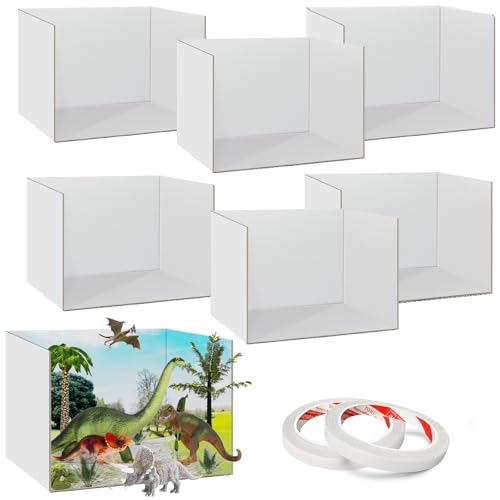 WOEUROI Diorama Box Cardboard Diorama Kit, Diorama Supplies Diorama Project Display with Double Sided Tapes for White Cardboard Display Case (6pcs)
