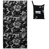 Rstick Camo Beach Towel Oversized 36'x72' Quick Dry Sand-Free, Black and Grey Camouflage Bath Towels for Travel