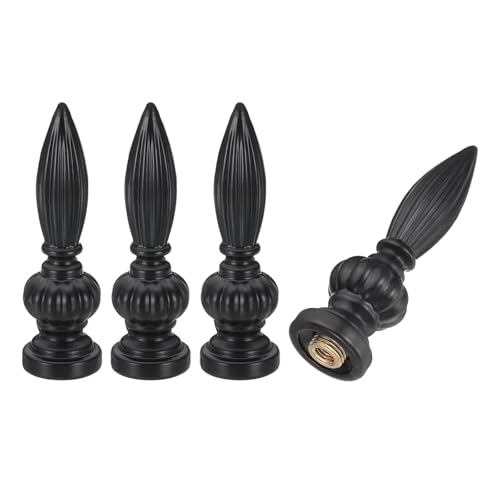 Image of PATIKIL 25x80mm Lamp Shade Finial, 4 Pcs Lamp Finials Caps Knob M10x1mm Threaded Alloy Solid Lamp Finial Decoration for Lamp Shade Table Floor Lamps, Black