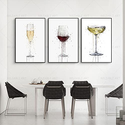 Impression toile verre de champagne abstrait affiche murale salon