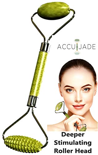ACCU-JADE Jade Roller for Face in Professional Salon Quality | Jade Face Roller & Face Massager for Wrinkles, Fine Lines Under Eyes & Puffiness | Anti Aging Jade Facial Roller to Rejuvenate your Skin