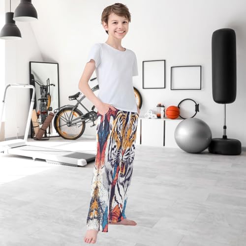 Boy's Pants Danger Tiger Butterfly Jogger Pants Elastic Waist Long Bottoms Trousers with Pockets 6-14 Years 6