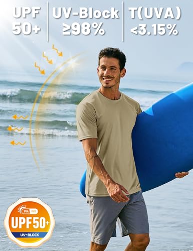 TACVASEN Herren UV-Schutz T-Shirts UPF 50+ Kurzarm Sonnenschutz Atmungsaktiv Trainingsshirt, Stumpfes Cyan, L