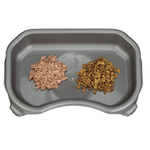 Image of Neater Pet Brands Large Capacity Cat Bowls, Water Bowl for Cats, Reptiles, Chickens, Birds, & Small Animals, Cat Food Bowl (6 Cups), Indoor or Outdoor Water Trough & Feeder, Gunmetal Grey
