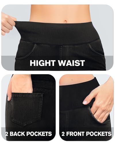 CLOZOZ Flared Jeans for Women High Waisted Stretchy Pull On Bell Bottom Flare Leggings Trendy Yoga Pants with Pockets4