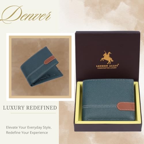 Image of LONDON ALLEY Denver Green Leather Wallet for Men | RFID Protected | Classic Leather Wallet