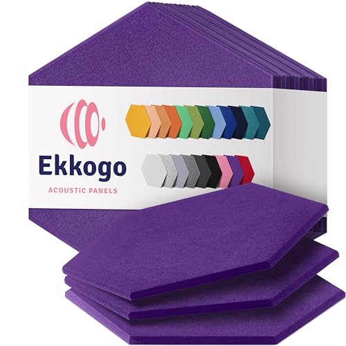 Image of Acoustic Panels 12-Pack Soundproof Wall Panels 12 inchX10.4 inchX0.4 inch Sound Panels High Density Sound Dampening Panels - [Midnight Purple Hexagon]