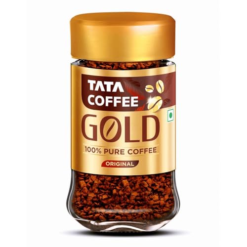 Tata Coffee Gold Original, Instant & Pure Coffee Jar, 50g, Freeze-Dried, Rich & Strong, Specially Sourced Robusta and Arabica bean