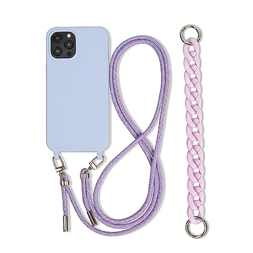 Capa de cordão de pescoço transversal para iPhone 14, capa de telefone colar com alça de cordão ajus