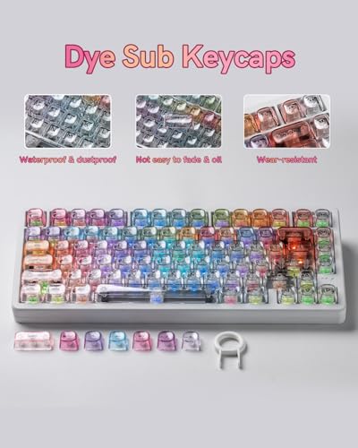 Image of Rainbow Clear Keycaps, 125 Keys MOA Profile Transparent Keyboard keycaps, Shine Through Jelly Key caps, Compatible with 60%, 65%, 75%, 96%, Full-Sized Layout Mx Switches Mechanical Keyboard