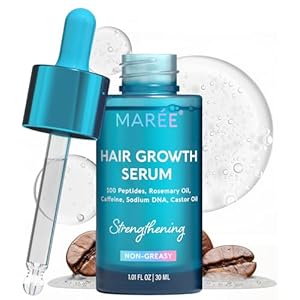MAREE Hair Growth Serum – Caffeine Peptides Castor Rosemary Oil for Hair Growth – Products for Women & Men – Hair Oils for Hair Growth – Hair Regrowth Tonic – Scalp Serum – Suero Para El Cabello