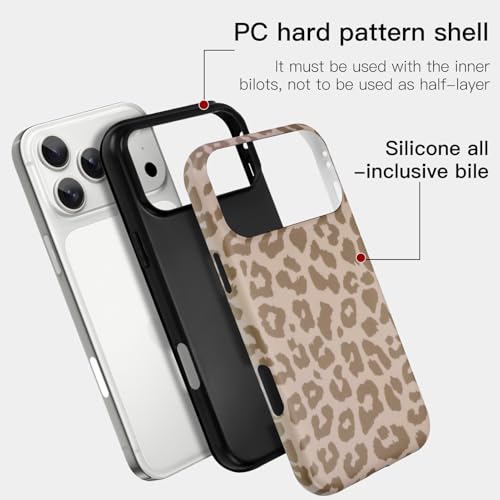 Fiyart Capa magnética para iPhone 17 Pro [compatível com MagSafe], linda moda marrom estampa de leopardo capa protetora fosca para mulheres meninas – marrom