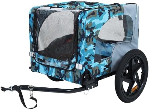 【LuckyNote】 Outdoor Heavy Duty Collapsible Pet Bike Trailer with 16-Inch All-Terrain Wheels & Universal Hitch – Foldable Dog/Cargo Carrier Cart for Bicycles, 42.5x31.5x27.5 Inches