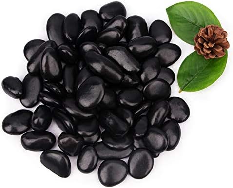 [18 Pounds] Black Pebbles Aquarium Gravel River Rock, Natural Polished Decorative Gravel,Garden Outdoor Ornamental River Pebbles Rocks,Black Stones，Polished Gravel for Landscaping Vase Fillers (18.6)