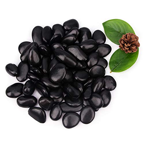 Cascalho preto polido para aquário e decoração, pedras naturais de rio CFKJ, 8,16 kg
