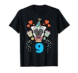 Photo Gallery divertente cane carlino 9 anni 9 ° compleanno amante degli animali maglietta Photo Gallery divertente cane carlino 9 anni 9 ° compleanno amante degli animali maglietta
