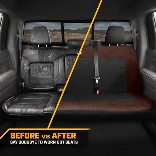Image of CAT MeshFlex Brown Rear Seat Cover for Cars, SUVs & Mid-Size Pickup Trucks - Durable 60 /40 Split Rear Bench Seat Protector, Back Seat Cover, Interior Auto Accessory, Not for Full-Size Pickup Trucks