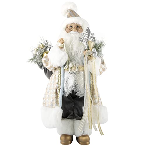 ABXMAS Weihnachtsmann Puppe für Dekoration, Handgefertigte Santa Claus Weihnachtspuppe 50cm, Neuheit Weihnachtsmannfigur Ornament für Weihnachtstisch, Party, Geschenk Cover