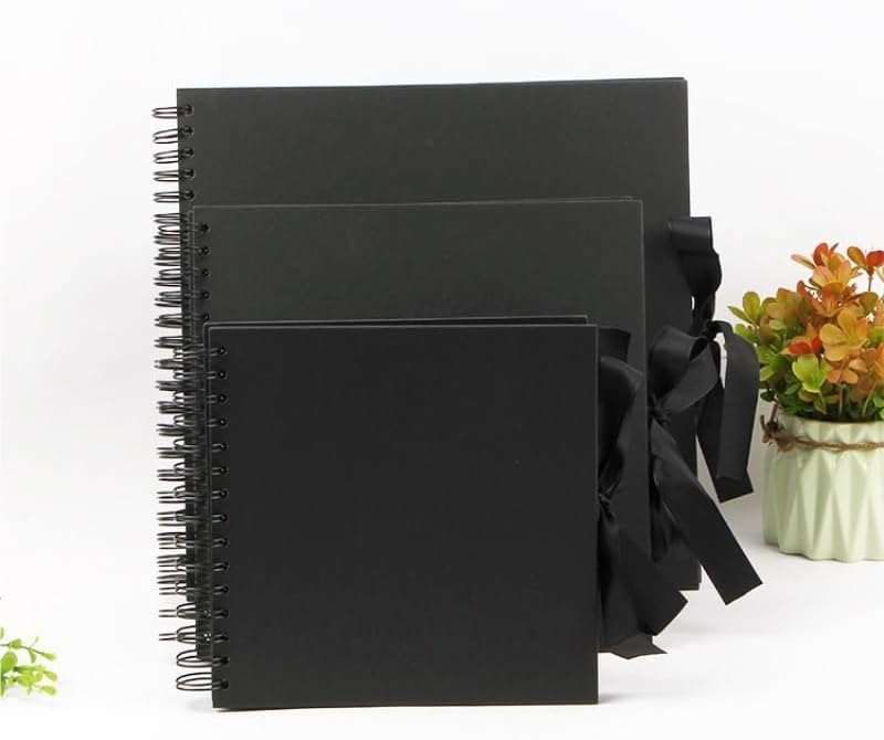 Travel Growth Commemorative Book ﻿ Black Cardboard DIY Coil Album Handmade Creative Painting Scrapbook Album Applicable to photos, receipts, star cards, etc