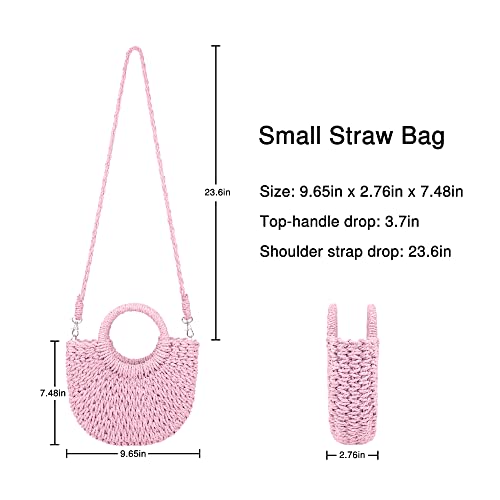 Image of Womens Straw Beach Bag Woven Crossbody Shoulder Bags Top Handle Satchel Handbag Purse for Summer