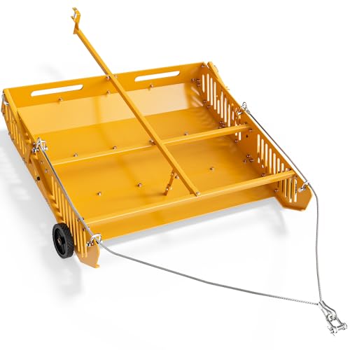 Yellow Horse Manure Scoop Tow Behind, 2-in-1 Tow Behind Manure Collector & Horse Paddock Cleaner, Pull Behind Pasture Manure Scoop for ATV UTV Tractor, Heavy Duty Horse Pasture Cleaner Yard Sweeper