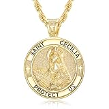 WYUESGU Gioielli di protezione in oro 14K con medaglie patrono, 25mm, Base, Non pietra preziosa