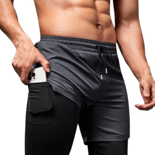 Shorts Masculino 2 em 1 Ideal com proteção Uv 20 Branco GG