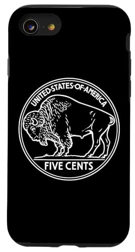 バッファロー ニッケル コイン コレクター 5セント 貨幣学 1913 アメリカ スマホケース iPhone SE (2020) / 7 / 8 用