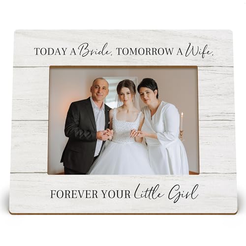 XNXLDYLH Mother Father of the Bride Picture Photo Frames Gifts from Bride Daughter, Parent Wedding Gifts, Today A Brides Tomorrow A Wife Forever Your Little Girl Picture Photo Frame for 5x7 Photos