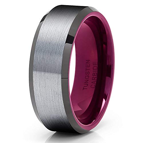 mmPurple Tungsten Wedding Ring Anniversary Ring Black Tungsten Ring Purple Wedding Band (12)