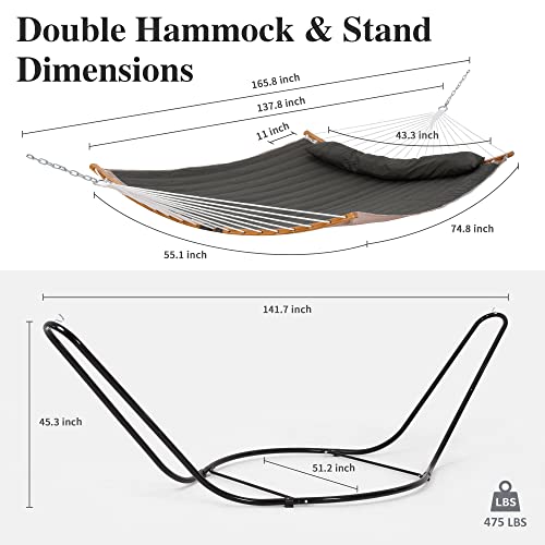 Image of SUNCREAT Double Hammock with Curved Spreader Bar, Dark Gray