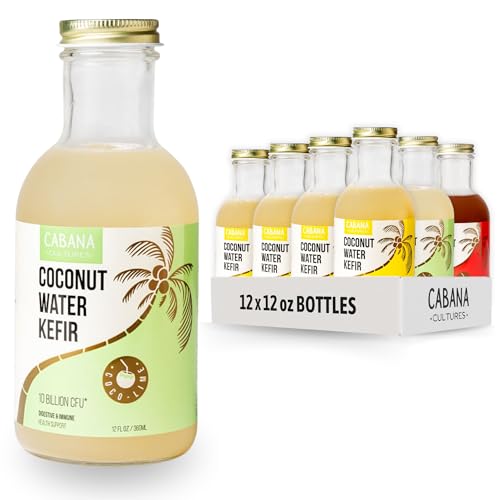 Cabana Cultures - Probiotic Coconut Water Kefir, Gut Health & Immunity Support, Hydration & Electrolytes, Vegan, (Variety Pack, 12-Pack)