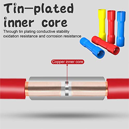 Nylon Transparent Protective Closed End Wire Crimp Connector Cap and Butt Connector Fully Insulated PVC Butt Splice Wire Connectors(Lot of 430pcs, 6sizes) - Thumbnail 3