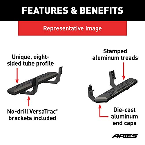 Estribos de aluminio negros ARIES 57 pulgadas para camioneta miniatura 4