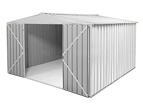 Notek Srl Box in Acciaio Zincato Casetta da Giardino in Lamiera 3.60 x 3.45 m x h2.12 m - 150 kg – 12,25 Metri Quadri (Bianco)