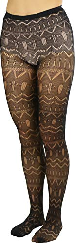 Image of ToBeInStyle Women's Vintage Art Deco Chevron Ornate Design Tights Pantyhose