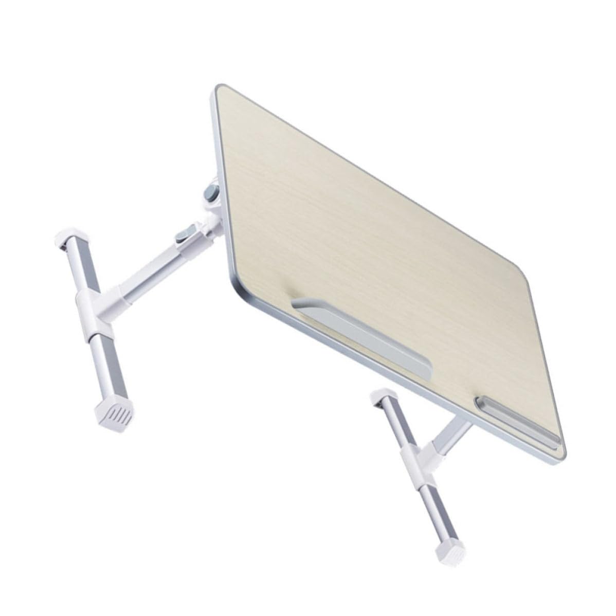 Table pliante pour ordinateur en bois beige réglable et robuste pour le télétravail
