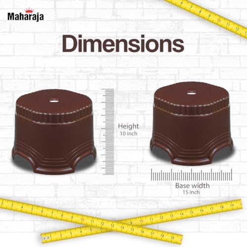Image of MAHARAJA Neo Plastic Sitting Stool for Indoor Or Outdoor | Kitchen & Living Room (Brown, Pack of 2 (10 inch))